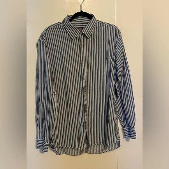 Michael Kors blue/black pin striped men’s button down shirt, XL - Picture 1 of 4